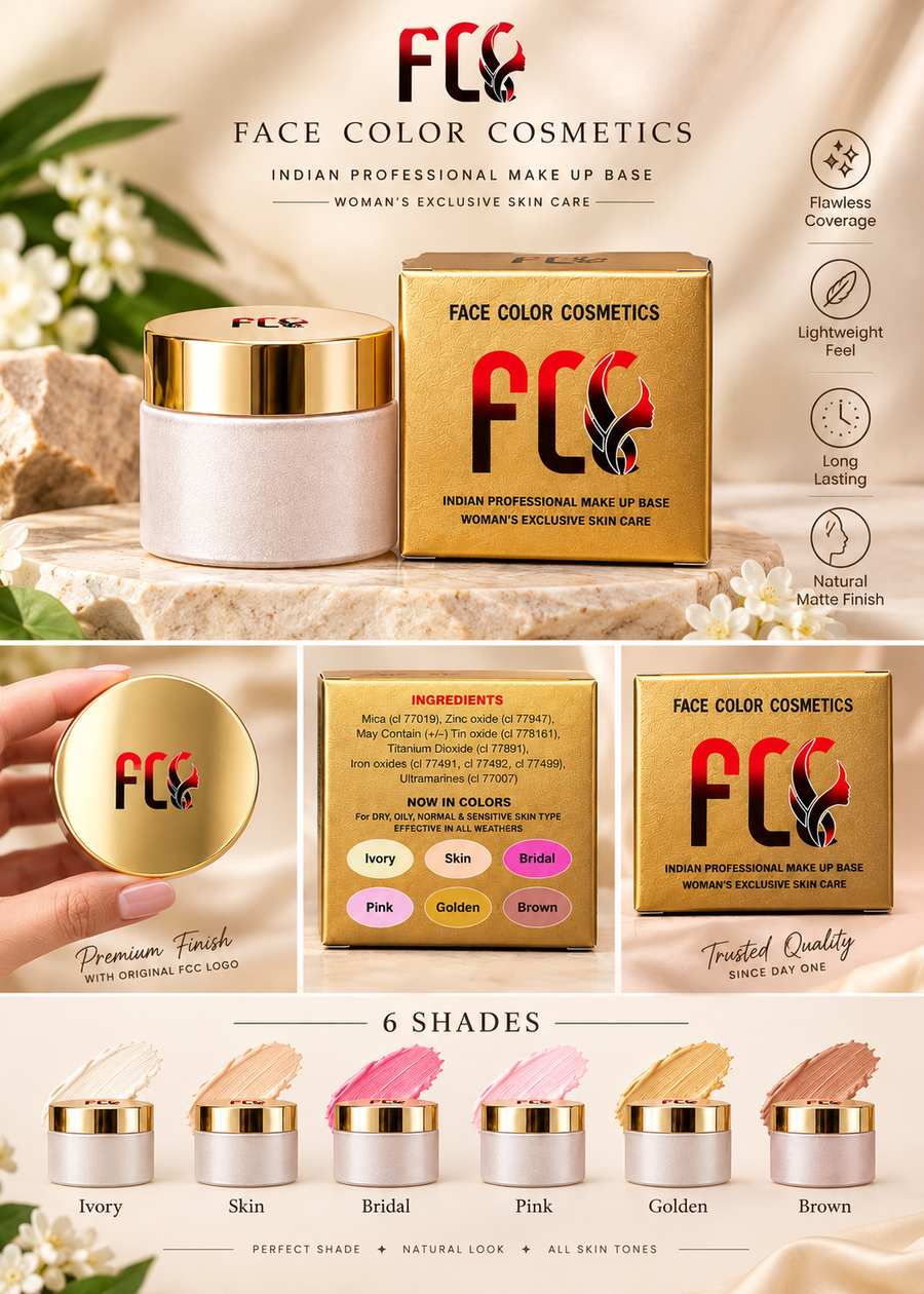 FCC Powder Makeup Base – Ivory | 12 Hour Stay, Sheer Coverage & Natural Finish