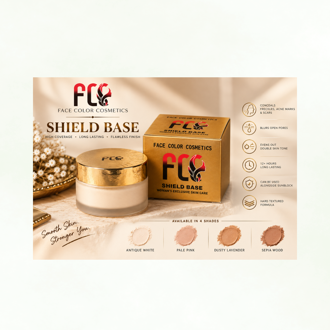 FCC Shield Base – High Coverage Face Base | 12+ Hours Long Lasting | Pore Blurring Makeup Base